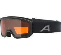ALPINA SCARABEO JR. Q-LITE - Maschera da sci OTG specchiata per bambini, comfort ottimale grazie al Comfort Frame, protezione UV 100%, black matt
