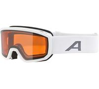 ALPINA SCARABEO JR. Q-LITE - Maschera da sci OTG specchiata per bambini, comfort ottimale grazie al Comfort Frame, protezione UV 100%, white matt