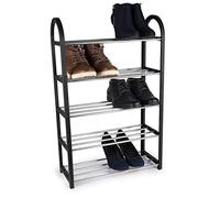 alpina Scarpiera - Armadio a 5 strati - Porta scarpe - 50 x 20 x 77 cm - Spazio per 10 - 15 paia di scarpe - Facile da montare - Nero/Argento