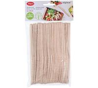 Alpina, Set di 50 Coltelli in Legno Naturale Monouso 16 cm, Beige