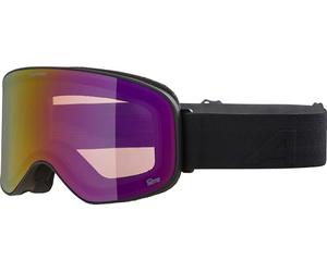 ALPINA Slope Q-Lite - Occhiali da sci eleganti per uomo e donna, anti-appannamento, efficace circolazione dell'aria, lenti a specchio, nero opaco/rosso