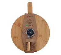 alpina Tagliere per pizza con coltello da pizza, gadget da cucina in bambù, pala per pizza con coltello, diametro 34 cm, design pratico