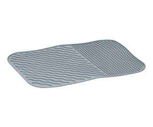 alpina Tappetino scolapiatti per lavello - Accessori da cucina - Tappetino da cucina in silicone con nervature - Tappetino per lavello da cucina lavabile in lavastoviglie 34,5 x 26,5 cm - grigio