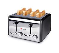 alpina Tostapane - 4 fette di pane - 230 V/1500 W - 6 livelli di doratura - scongelamento - riscaldamento - tostapane - argento