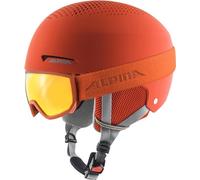 ALPINA Unisex - Bambini, ZUPO SET (+SCARABEO JR.) Casco da sci, pumpkin-orange matt, 51-55 cm