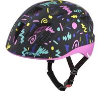 ALPINA Ximo Flash - Casco da bicicletta per bambini, 49-54 cm, con coriandoli neri, regolabile individualmente con luce multifunzione integrata
