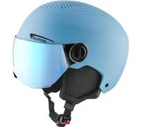 ALPINA ZUPO Visor Q-LITE - Casco da sci di alta qualità e sicuro per bambini, con cuscinetti auricolari rimovibili, con visiera a contrasto rinforzata, colore: blu fumo opaco, S (48-52 cm)