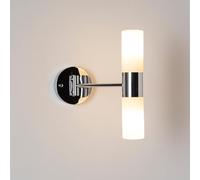 Alpinaluz Applique da Parete 2×E14 Vetro Metallo Cromato IP44 Doppia Luce | Braccio girevole per orientare le due luci in orizzontale o verticale: bagno, specchio, toeletta, corridoio, camera