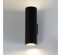 Alpinaluz Applique da parete cilindrico nero - Luce bidirezionale su e giù - 2 portalampada GU10 - Design moderno in metallo per corridoi, camere da letto, ingressi e salotti