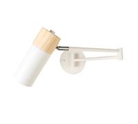 Alpinaluz Applique da parete con braccio articolato e girevole, attacco E27, testa in legno e alluminio bianco, ideale per lettura, camera da letto e studio