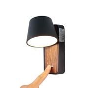 Alpinaluz Applique da parete con interruttore - Luce LED 6 W Bianco Caldo 2700 K Orientabile a 350° - Base in metallo con vernice imitazione legno - Stile nordico per testiera, camera da letto o