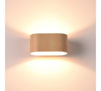 Alpinaluz Applique da parete interno - Luce su e giù - Design curvo in acciaio laccato colore legno marrone - Portalampada LED G9 - Stile moderno per corridoio, camera da letto o scale