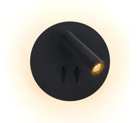 Alpinaluz Applique da parete LED 3 W Faretto orientabile + 6 W luce ambientale, design moderno nordico, alluminio nero, interruttori indipendenti, 3000 K bianco caldo