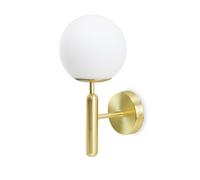 Alpinaluz Applique da parete - Paralume a sfera in vetro opaco bianco e base metallica in acciaio lucido - Attacco E27 - Design moderno per soggiorno, sala da pranzo e comodino (orato)