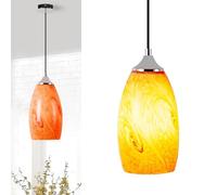 Alpinaluz Lampada a sospensione in vetro artistico ambrato Ø12 cm - Vetro decorativo effetto fiamma, fiore e portalampada cromati, E27, altezza regolabile per isola di cucina soggiorno e sala da
