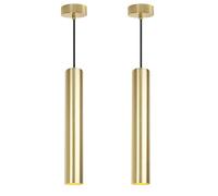 Alpinaluz Lampada a sospensione tubolare in alluminio da soffitto, design moderno, 40 cm, con attacco GU10 e cavo tessile da 120 cm (confezione da 2 oro)