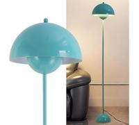 Alpinaluz Lampada da Terra in Metallo con Paralume Bombato - Design Retro Nordico - Luce Indiretta Verso il Basso - E27 - Interruttore a Pedale - Per Salotto e Interni (Turchese)