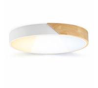 Alpinaluz Plafoniera LED da soffitto Ø 40 cm - Metallo bianco e legno naturale - 30 W con luce dimmerabile CCT (3000 K/4000 K/6000 K) - Stile nordico moderno per soggiorno, sala da pranzo o camera da