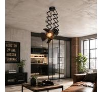 Alpinaluz Spot Soffitto Estensibile Orientabile E27 Cinema Industrial Nero | Braccio a fisarmonica fino a 60 cm, doppio snodo e 4 alette ribaltabili per studio, vetrina, bar e ristorante