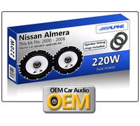 Alpine Altoparlanti Auto Con Adattatore Anelli Per Nissan Almera Post. Porte