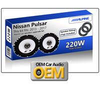 Alpine Altoparlanti Auto Con Adattatore Anelli Per Nissan Pulsar Porte Anteriori