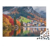 Alpine Autumn Village Puzzles 1000 Pezzi Riciclabile Materiale Swiss Scenery Senior Puzzles Educativo Game Rilassamento Parent Child Game Accessori 52x38cm/1000pezzi