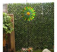 Alpine Corporation SLL2654 Giallo/Verde Metallo Fiore Vento Spinner Garden Kinetic Stake