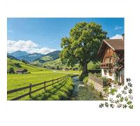 Alpine Cottage Puzzle per Adultoi 1000 Pezzo Recycled Swiss Farm Scene Puzzles per Anziani Impossibile Difficile Stimolante Ottima Idea Regalo per Donne 38x26cm/1000pcs