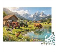 Alpine Farm 1000 Pezzi Jigsaw Puzzles Recycled Mountain Chalet Puzzle per Anziani Accessori per Gioco di Puzzle for Family And Friends Birthdays Great Regalo 70x50cm/1000pcs