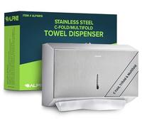 Alpine Industries Dispenser per asciugamani di carta, può contenere fino a 200 °C e 275 fazzoletti multipiegati, in acciaio inox, per casa, ufficio e bagno, colore naturale