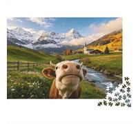 Alpine Scenery Jigsaw Puzzle 1000 Pezzi Materiale Riciclato Swiss Farm Puzzles per Ragazzi e Ragazze dai 6 Anni in Su Fun And Challenging Gioco Familiare Activity 70x50cm/1000pcs
