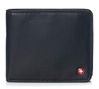 alpine swiss Portafoglio a libro da uomo con tasca portamonete Max con protezione RFID con sezione per banconote divise Collezione Camden Soft Nappa Black