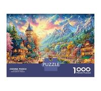 Alpine Town with A Stream And Tower Puzzle Da 1000 Pezzi European Town Educativo E Sfidante, Riciclato 70x50cm/1000pcs