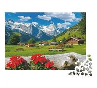 Alpine Village Scene Colourful Mountain Village 1000 Pcs Jigsaws for Adults The Impossible Challenge Brain Development 52x38cm/1000pcs