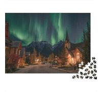 Alpine Village, Snowy Montagne, Aurora boreale, Church Jigsaw Puzzle 1000pcs (75x50cm) Adulti Puzzle Gioco EduGattoivo Decorazioni Per La Casa