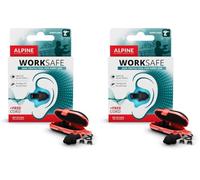 Alpine WorkSafe - Tappi per le orecchie professionali - Certificati ANSI & CE - 23 dB - DPI per lavoro in ufficio e in cantiere - Cavo di sicurezza incluso - Comodi e riutilizzabili (Confezione da 2)