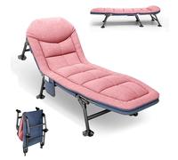 AlpineAura Lettino pieghevole da campeggio con tasca laterale, per campeggio con schienale regolabile in 5 posizioni, per esterni e interni, giardino, spiaggia, 190 x 65 cm (rosa)