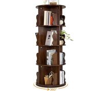AlpineAura Libreria girevole a 360 gradi, 4 livelli, in legno, girevole, libreria da pavimento, per soggiorno, camera da letto, ufficio, marrone