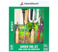 AlpineReach Set di Attrezzi da Giardino, 4 Pezzi Premium, Forbici da Potatura per il Giardinaggio, Forca in Acciaio Inox, Cuneo, Sarchiatore, Attrezzi Ergonomici per Lavori Pesanti, Confezione Regalo