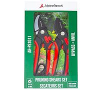 AlpineReach Set di Forbici da Potatura Bypass e Forbici da Potatura a Incudine per il Giardinaggio, Impugnatura Ergonomica Morbida e Regolabile, Lama Affilata in Acciaio ad Alto Tenore di Carbonio