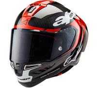 Alpinestars Supertech R10 Element Carbon Casco, nero-bianco-rosso, taglia XS per maschi