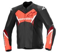 Alpinestars Faster V3 Airflow Giacca in pelle / tessuto da moto traforata, nero-rosso, taglia 56 per maschi