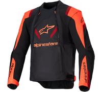 Alpinestars T-Stunt Air Giacca tessile da moto, nero/rosso neon, Taglia XL