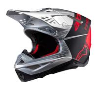 Alpinestars Casco da motocross Supertech S-M10 Flood 2024 nero-rosso-argento Taglia XS Uomo