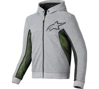 Alpinestars Chrome Air Sport Felpa con cappuccio e zip da moto, Grigio chiaro/nero/giallo neon, Taglia S