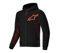Alpinestars Chrome Air Sport Felpa con cappuccio e zip da moto, nero/rosso neon, 4XL