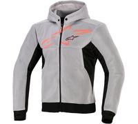 Alpinestars Chrome Superairflow Cappuccio con zip da motocicletta, nero-grigio-rosso, taglia S per maschi