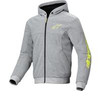 Alpinestars Chrome V2 Sport Felpa con cappuccio e zip da moto, grigio-giallo, taglia S per maschi