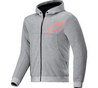 Alpinestars Chrome V2 Sport Felpa con cappuccio e zip da moto, grigio-rosso, taglia L per maschi