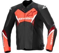 Alpinestars Faster V3 Airflow Giacca in pelle / tessuto da moto traforata, nero-rosso, taglia 52 per maschi